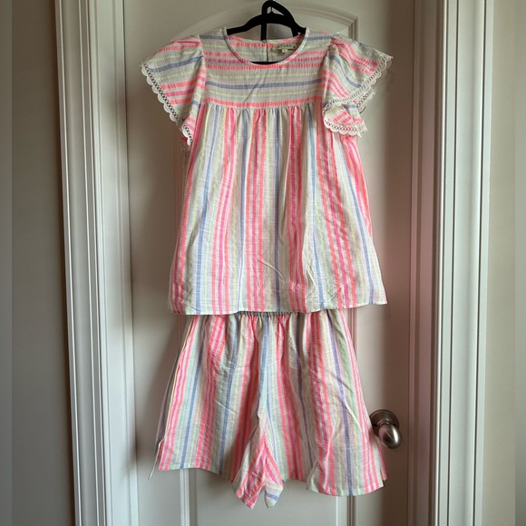 Stark X Tops - NWOT Pink and Blue Striped Coordinated Set